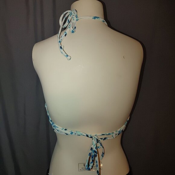 Hollister 34B Bathing Suit Bikini Top White Blue Padded Underwire - Picture 5 of 6